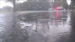 Drains clogged with leaves immediately caused road hazzards.