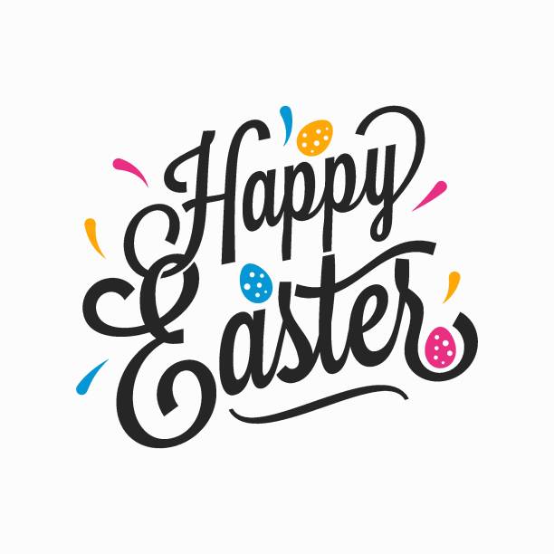 Happy Easter vintage sign with eggs on white background 8 eps
