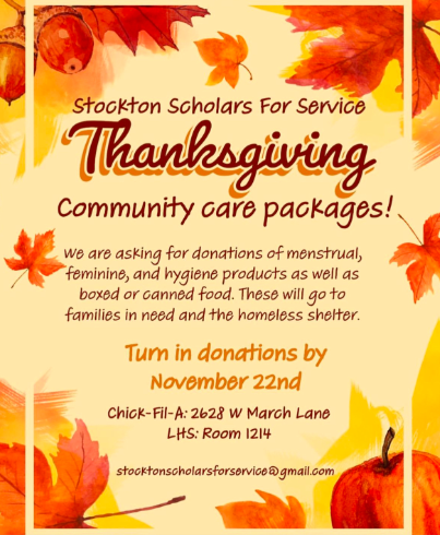 Club Event: Stockton Scholars Thanksgiving Care Package Drive